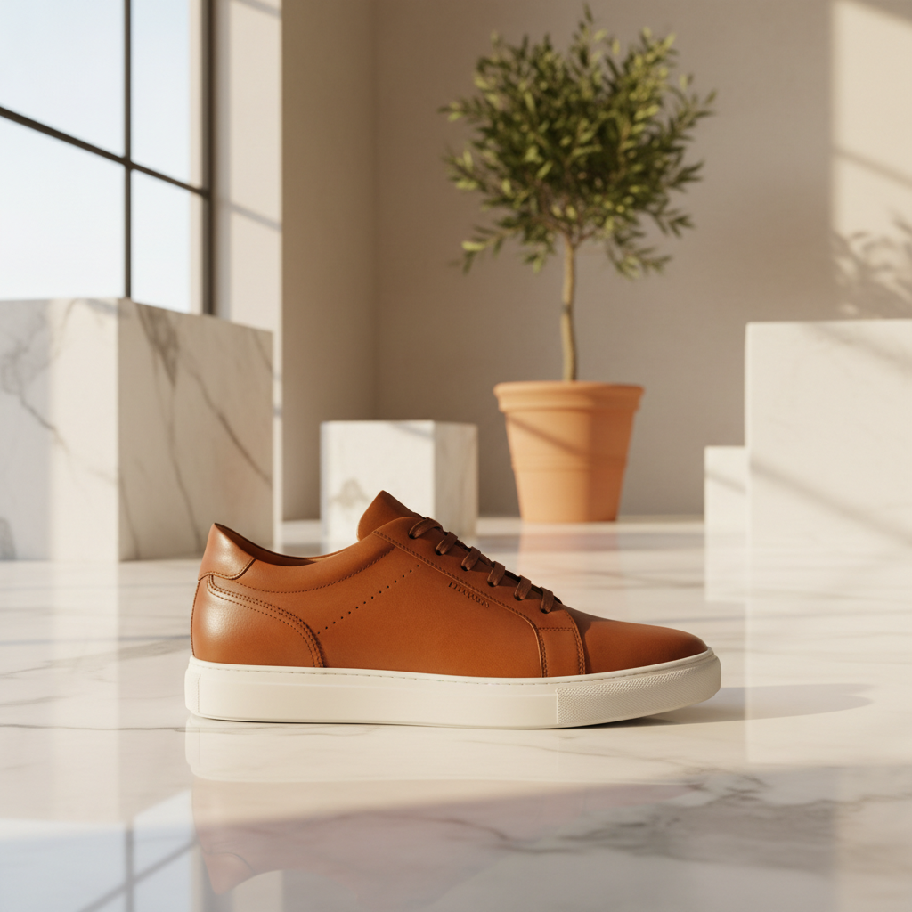 Il Classico Cognac leather editorial try-on